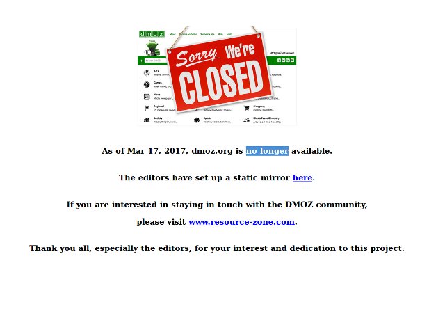 La directory DMoz ha cessato la sua attività il 17 marzo 2017