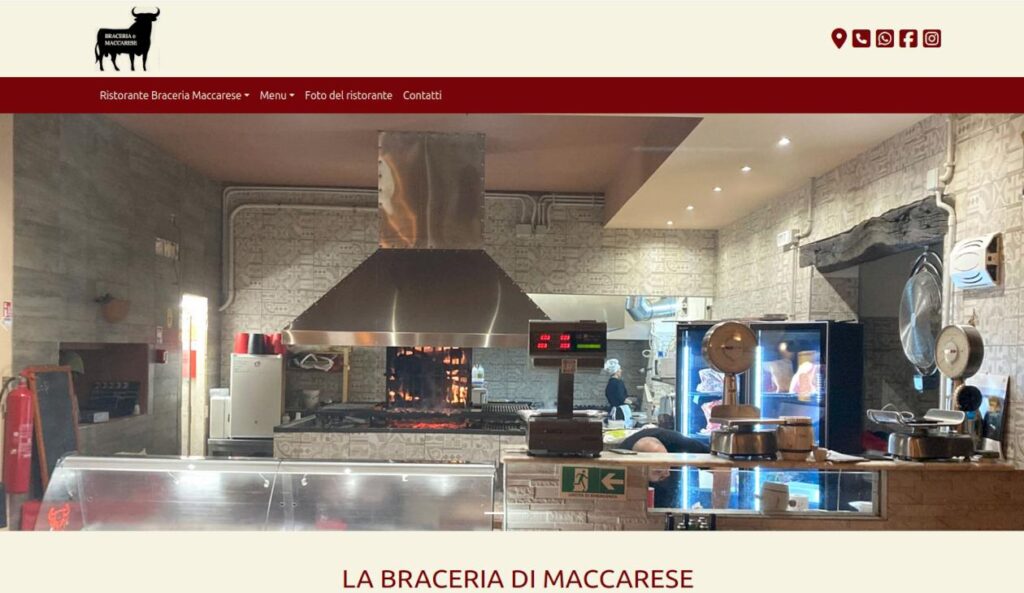 Esempio sito web per ristorante: immagine della home page con UI moderna e mobile fiendly.