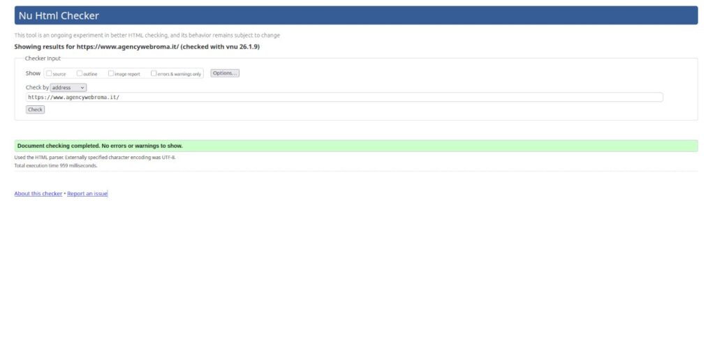 Validazione del codice HTML superata con successo.
