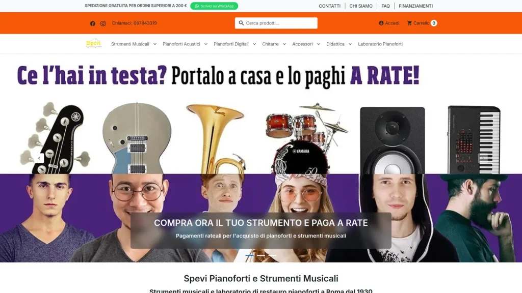 Home page del nuovo sito e-commerce basato su Prestashop 9.0.